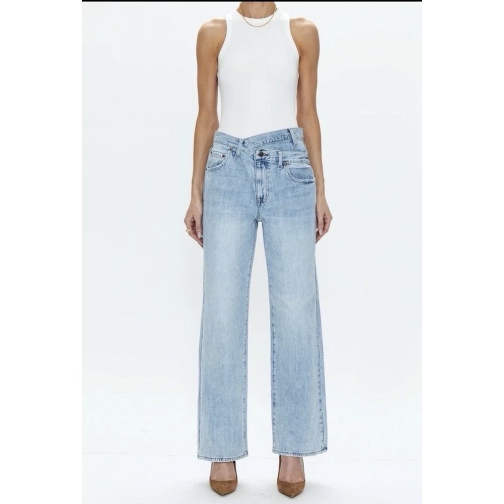 Pistola Bobbie Crossover Jeans 28 Asymmetric Wide Leg Light Wash Y2K Vintage 90s